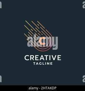 Letter C technology logo design inspiration vector template. Comet icon illustration Stock Vector