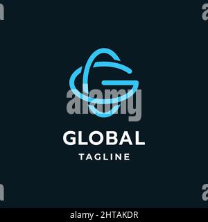 Globe logo design illustration vector template. Letter G for global symbol Stock Vector