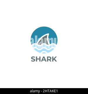 Shark fin logo design inspiration vector template. Wild beach illustration Stock Vector