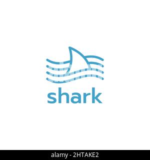 Shark fin logo design inspiration vector template. Wild beach illustration Stock Vector