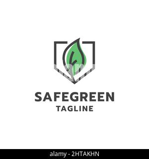 Leaf and shield logo design inspiration vector template. Save green icon illustration Stock Vector