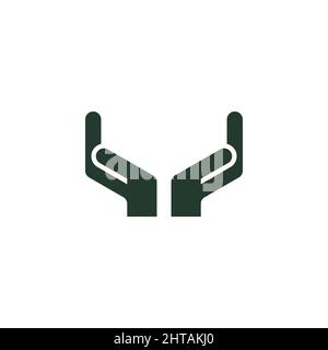 Safe hands logo design illustration vector template. Hand care symbol inspiration Stock Vector