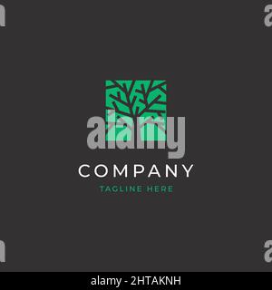 Green tree logo design illustration vector template Stock Vector