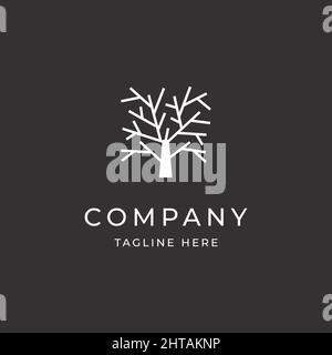 Old tree logo design illustration vector template. Premium tree logo design icon vector template. Branch icon illustration Stock Vector