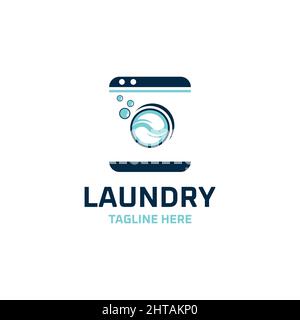 Laundry logo design inspiration vector template Wear wash service symbol illustration Stock Vector