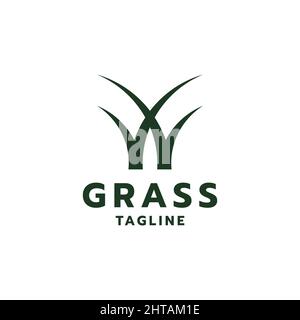 Lawncare grass logo design inspiration vector template Stock Vector