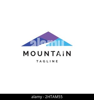 Blue mountain logo design illustration vector template Stock Vector