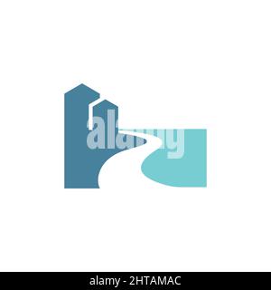 Coastal residence logo design illustration vector template Stock Vector