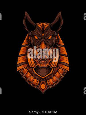 illustration vector anubis head with mask Stock Vector