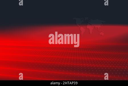 Illustrated graphical red theme background, lines on the ground, and a world map on the back Stock Photo