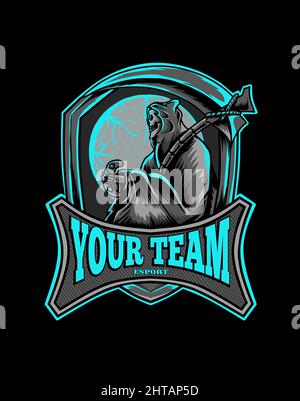 illustration death angel Esport logo Stock Vector