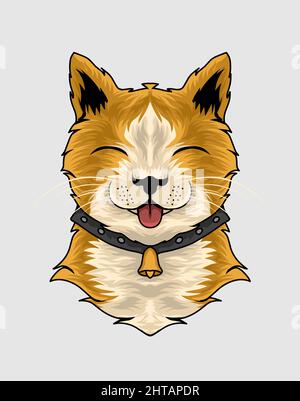 illustration vector cute cat head on white background Stock Vector