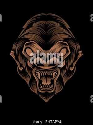 illustration vector angry monkey head Stock Vector