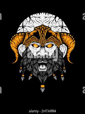 illustration vector viking warrior head Stock Vector
