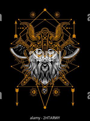 illustration vector viking warrior head Stock Vector