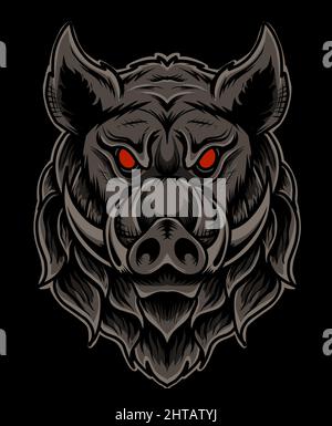 illustration vector wild boar head Stock Vector