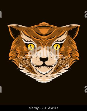 illustration vector cat head on black background Stock Vector