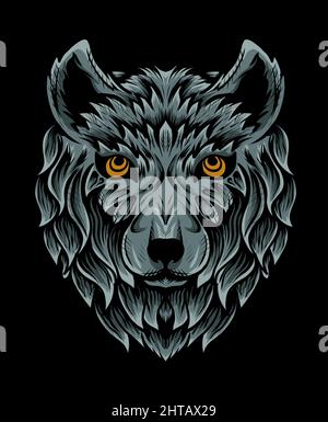 Wolf head hand drawn-vector illustration art Stock Vector