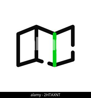 Simple line art foldable map icon. Pixel perfect, editable stroke Stock Vector