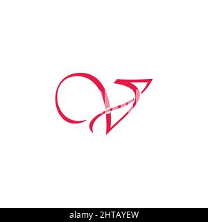 letters v s beauty ribbon signature design logo vector Stock Vector