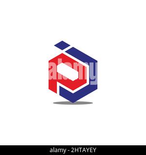letter pj simple hexagonal geometric logo vector Stock Vector