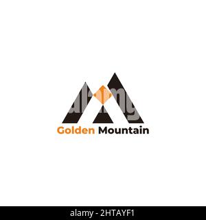 simple geometric golden mountain triangle line logo vector Stock Vector