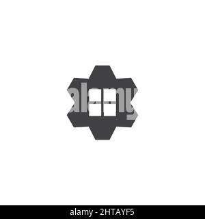 cog machine home technology windows symbol logo vector Stock Vector