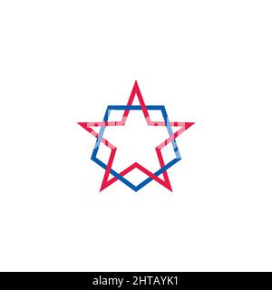 star pentagonal linked colorful overlap line logo vector Stock Vector