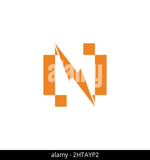 letter n thunder bolt electric symbol simple geometric logo vector Stock Vector