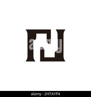 letter rn negative space silhouette logo vector Stock Vector