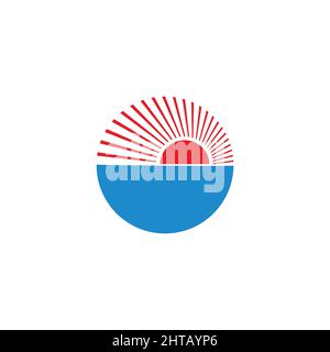 sunset light sea circle swirl circle logo vector Stock Vector