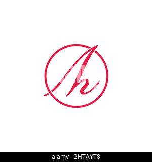 letters h ah simple beauty female font circle logo vector Stock Vector