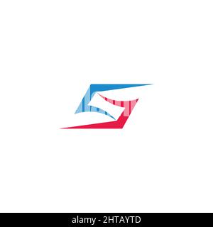 letter sj simple colorful curves geometric logo vector Stock Vector