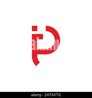 letter ip simple geometric red line logo vector Stock Vector