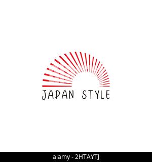 sun shine red japan style motion logo vector Stock Vector