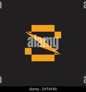 letter s thunder bolt electric symbol simple geometric logo vector Stock Vector