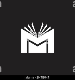 letter m media learning book symbol logo vector Stock Vector