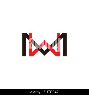 letter mw linked colorful line overlap logo vector Stock Vector