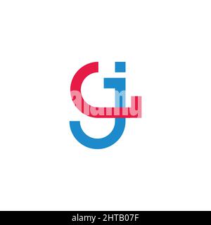 letter cj colorful linked geometric simple logo vector Stock Vector