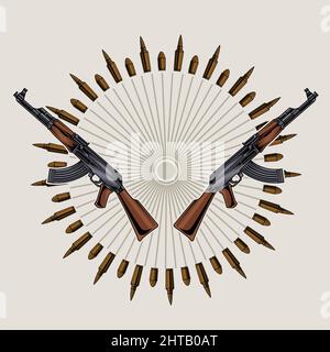 AK 47 logo on white background Stock Vector