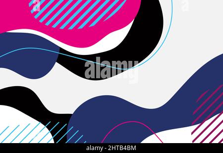 Abstract colourful doodles template design of overlapping background. Design with minimal style artwork. Illustration vector Stock Vector