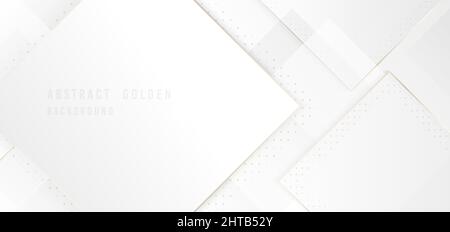 Abstract white template overlapping with golden stripe lines square. Overlapping artwork design for cover background. Illustration vector Stock Vector