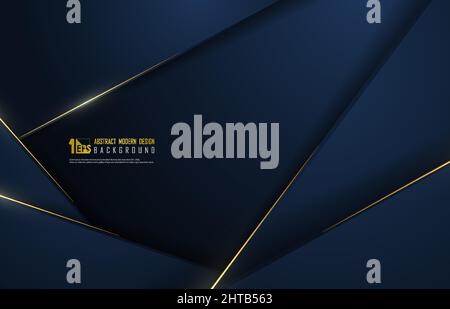 Abstract premium blue gradient classic blue template overlap with gold glitters decoration. Classic design for design background. Illustration vector Stock Vector