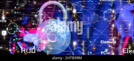Illustration of a padlock against data background - cybersecurity, digital information protection Stock Photo