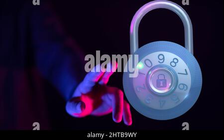 Illustration of Cybersecurity and information protection Stock Photo