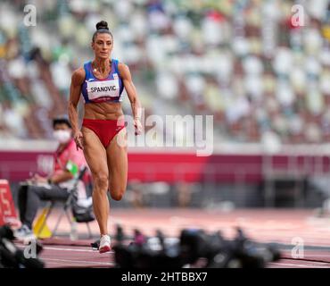 Ivana Spanovic  participating in the Tokyo 2020 Olympic Games in the long jump discipline. Stock Photo