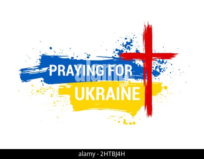 Prayer support of the Ukrainian people, hope in Jesus Christ Stock Vector