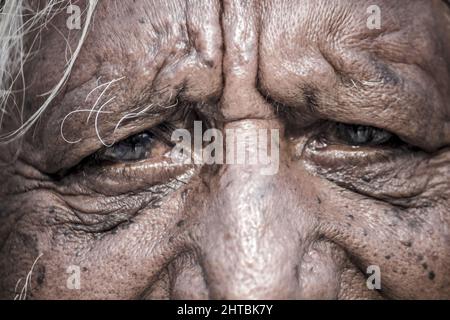 Face of an elderly man in India Stock Photo