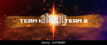 Hot Versus battle banner. Team 1 vs Team 2 background Stock Vector