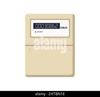 Electric meter. Automatic meter electric power. Household or industrial measuring equipment in flat style. Electricity consumption control. Vector Stock Vector